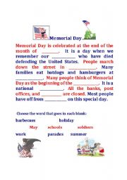 English worksheet: Memorial Day in the United States
