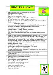 English Worksheet: riddles and jokes in english