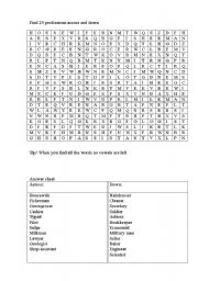 English worksheet: Professions Wordsearch