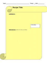 English Worksheet: Recipe Sheet