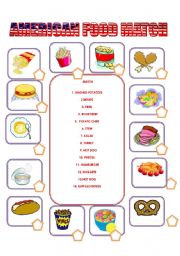 English Worksheet: AMERICAN FOOD MATCH