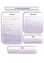 English Worksheet: ROLE-PLAY: AT THE RESTAURANT (FAMILY 1 ROLE CARDS)