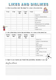 English Worksheet: Likes and dislikes