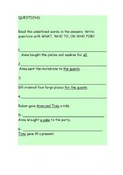 English worksheet: QUESTIONS