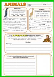 English Worksheet: ANIMALS. PROJECT + KEY (fully editable)