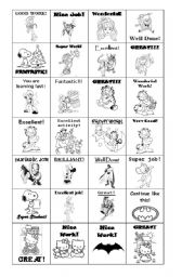 English Worksheet: Black and White Motivational stickers for Students