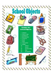 English Worksheet: School Objects