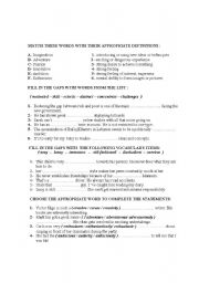 English Worksheet: vocabulary study