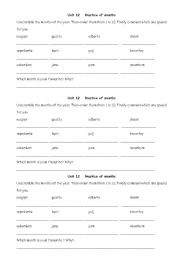 English Worksheet: months