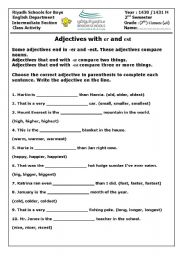 English Worksheet: comparative and superlative