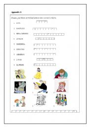 English worksheet: scrambled words