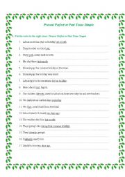 English Worksheet: PRESENT PERFECT or PAST SIMPLE?