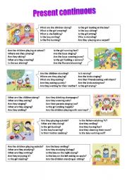 English Worksheet: Present continuous - easy conversation