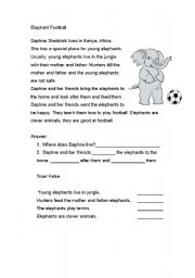 English worksheet: ELEPHANT FOOTBALL