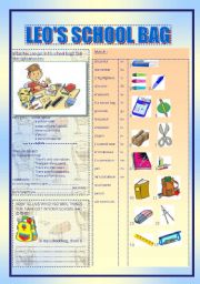 English Worksheet: Leos school bag