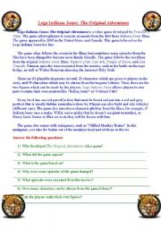 English worksheet: Reading Practice: Lego Indiana Jones. Answer the questions about the text. Form the right questions for the given answer.