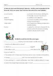 English Worksheet: Describing TV
