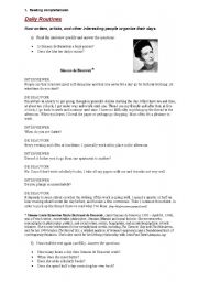 English worksheet: Daily routines - Present Simple - reading