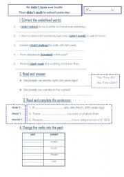 English worksheet: simple past practice sheet