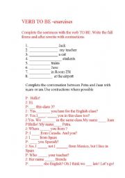 English Worksheet: VERB TO BE