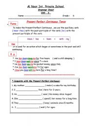 English Worksheet: Present Perfect continuous with exercise 