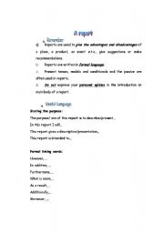 English Worksheet: A report