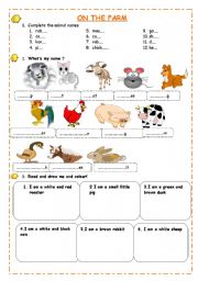 English Worksheet: ON THE FARM (TWO PAGES)