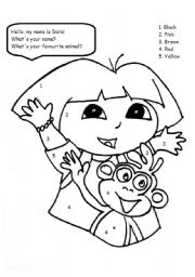 English Worksheet: Colouring page Dora