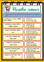 English Worksheet: Relative clauses