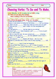 English Worksheet: CHOOSING VERBS: TO DO AND TO MAKE