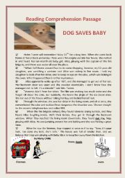 English Worksheet: Dog Saves Baby