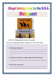 English Worksheet: Illigal Immigration to the U.S.A. - A WEBQUEST- (key included. 10 tasks - 5 pages)