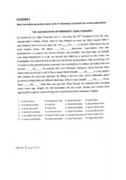 English worksheet: the assasination of  president john f kennedy