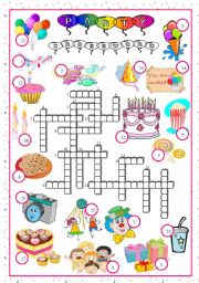 English Worksheet: party-crossword