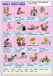 English Worksheet: Daily routines