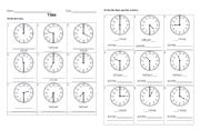 English Worksheet: Telling the time