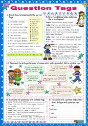 Question Tags for elementary students (Perfect Tenses not included)