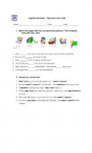 English Worksheet: worksheet was and were