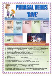 English Worksheet: PHRASAL VERBS: GIVE