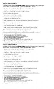 English Worksheet: revision of reported speech