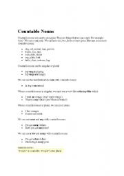 English worksheet: countable non countable