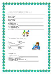 English worksheet: MIX OF EXERCISES