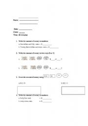 English Worksheet: Math exercise about dollar