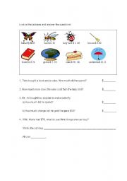 English worksheet: Problem solving exercise about dollar