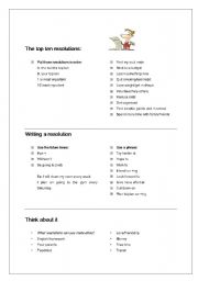 English Worksheet: New Years Resolutions Handout