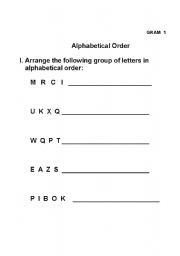 English worksheet: order of alphabet 
