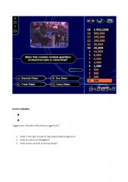 English Worksheet: Who wants to be a millionaire?