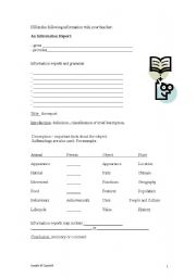 English Worksheet: Information Report Writing