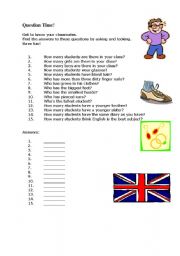 English worksheet: Question Time