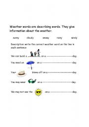 English Worksheet: weather worksheet